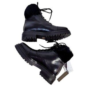 New - NAPOLEONI Made In Italy Lace Up Combat Booties Black | Size 9